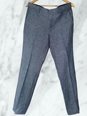 J.Crew Thompson 100% Linen Slim-Fit Dress Pants in Dusty Blue/Melange